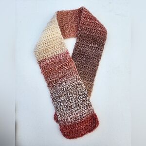 Crochet Scarf Handmade In Orange And Tan